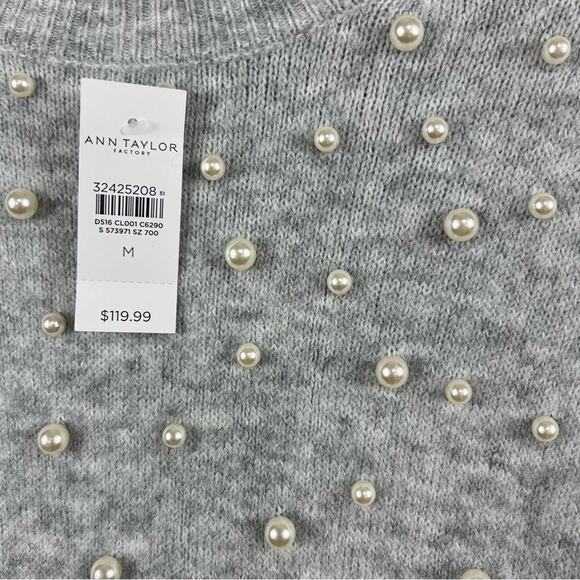 Ann Taylor New Pearlized Mock Neck Sweater Dress Size M Heathered Gray Soft Knit - Picture 4 of 13